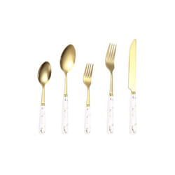 Marble Style Handle Cutlery Set - WHITE