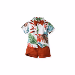 Children's Hawaiian Shirt and Shorts Set - Red, 6 Years