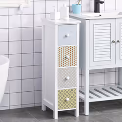 HOMCOM Drawer Cabinet, 4 Drawer Storage Organizer Unit Bathroom Bedroom