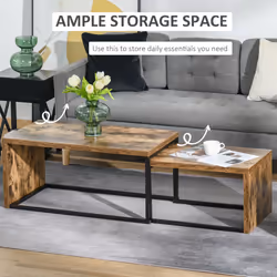 HOMCOM Set of 2 Coffee Tables, Side Table, Tea Table for Living Room