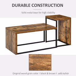 HOMCOM Set of 2 Coffee Tables, Side Table, Tea Table for Living Room - Additional view 4