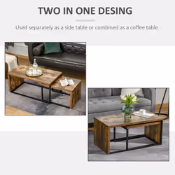 HOMCOM Set of 2 Coffee Tables, Side Table, Tea Table for Living Room - Additional view 5