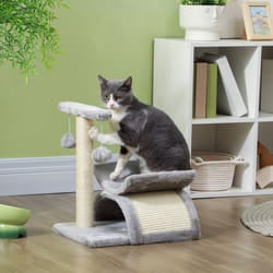 PawHut Cat Tree Plush Scratcher Kitty Activity Play Centre Tunnel Dangling Ball