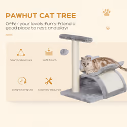 PawHut Cat Tree Plush Scratcher Kitty Activity Play Centre Tunnel Dangling Ball