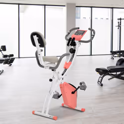 HOMCOM 2-In-1 Folding Exercise Bike with 8-Level Magnetic Resistance Pink