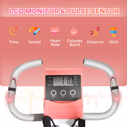 HOMCOM 2-In-1 Folding Exercise Bike with 8-Level Magnetic Resistance Pink