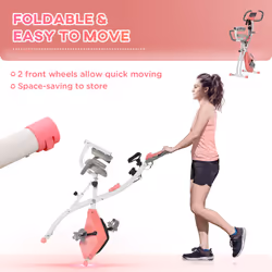 HOMCOM 2-In-1 Folding Exercise Bike with 8-Level Magnetic Resistance Pink - Additional view 4