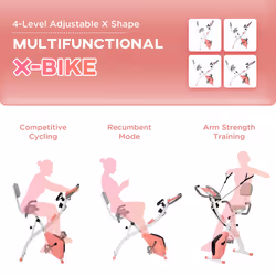 HOMCOM 2-In-1 Folding Exercise Bike with 8-Level Magnetic Resistance Pink - Additional view 5