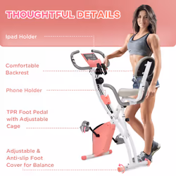 HOMCOM 2-In-1 Folding Exercise Bike with 8-Level Magnetic Resistance Pink - Additional view 6