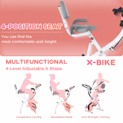 HOMCOM 2-In-1 Folding Exercise Bike with 8-Level Magnetic Resistance Pink - Additional view 7