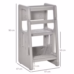 HOMCOM Kids Step Stool, Adjustable Standing Platform, Toddler Kitchen Stool