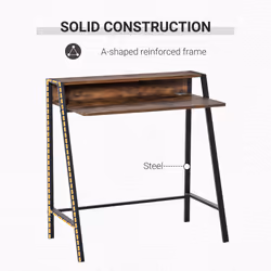 HOMCOM 2-Tier Storage Computer Workstation Metal Frame Rustic Brown 100cm