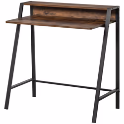 HOMCOM 2-Tier Storage Computer Workstation Metal Frame Rustic Brown 100cm - Additional view 8