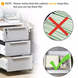 HOMCOM Modern 3-Drawer Locking File Cabinet Mobile Filing Cabinet Grey White - Additional view 7
