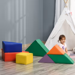 HOMCOM 7 Pcs Kids Soft Foam Puzzle Play Blocks Set Learning Toddler Activity