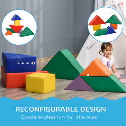 HOMCOM 7 Pcs Kids Soft Foam Puzzle Play Blocks Set Learning Toddler Activity