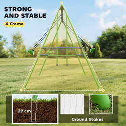 Outsunny Metal Swings Set w/ Glider, Adjustable Height, Green