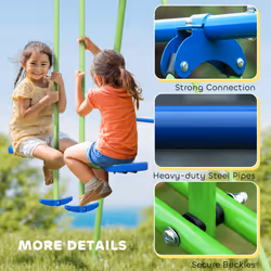 Outsunny Metal Swings Set w/ Glider, Adjustable Height, Green - Additional view 4