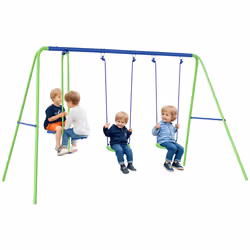 Outsunny Metal Swings Set w/ Glider, Adjustable Height, Green - Additional view 7