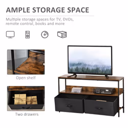 HOMCOM TV Cabinet, TV Console Unit w/ 2 Foldable Drawers Dark Grey - Additional view 4
