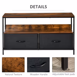 HOMCOM TV Cabinet, TV Console Unit w/ 2 Foldable Drawers Dark Grey - Additional view 5