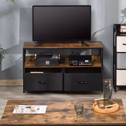 HOMCOM TV Cabinet, TV Console Unit w/ 2 Foldable Drawers Dark Grey - Additional view 6