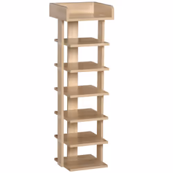 HOMCOM 7 Tier Shoe Rack Organizer Storage Shelf Wooden Display Cabinet