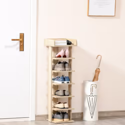 HOMCOM 7 Tier Shoe Rack Organizer Storage Shelf Wooden Display Cabinet