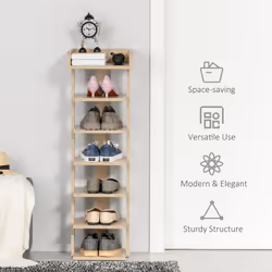 HOMCOM 7 Tier Shoe Rack Organizer Storage Shelf Wooden Display Cabinet - Additional view 5