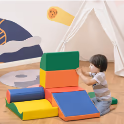 HOMCOM 7 Pcs Kids Soft Foam Puzzle Play Blocks Set Learning Toddler Activity