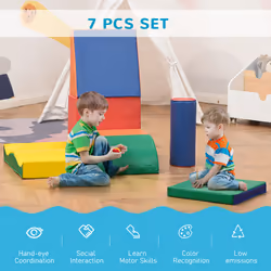 HOMCOM 7 Pcs Kids Soft Foam Puzzle Play Blocks Set Learning Toddler Activity