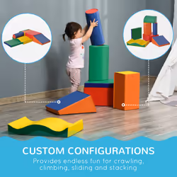 HOMCOM 7 Pcs Kids Soft Foam Puzzle Play Blocks Set Learning Toddler Activity