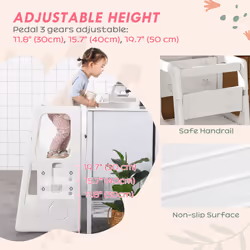 HOMCOM Kids Step Stool, Adjustable Standing Platform, Toddler Kitchen Stool