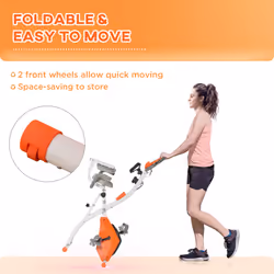 HOMCOM 2-In-1 Folding Exercise Bike with 8-Level Magnetic Resistance Orange - Additional view 4