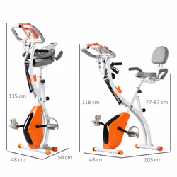 HOMCOM 2-In-1 Folding Exercise Bike with 8-Level Magnetic Resistance Orange - Additional view 6