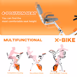 HOMCOM 2-In-1 Folding Exercise Bike with 8-Level Magnetic Resistance Orange - Additional view 7