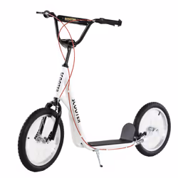 HOMCOM 90-96cm Kids Kick Scooter w/ Adjustable Handlebar Inflatable Wheels White