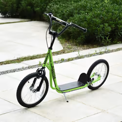 HOMCOM 90-96cm Kids Kick Scooter w/ Adjustable Handlebar Inflatable Wheels Green
