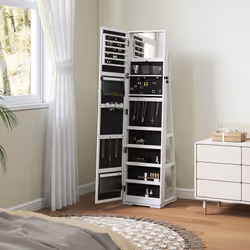 HOMCOM Jewelry Cabinet Full Length Mirror Swivel Lockable Jewelry Organizer - Additional view 7