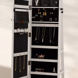 HOMCOM Jewelry Cabinet Full Length Mirror Swivel Lockable Jewelry Organizer - Additional view 8