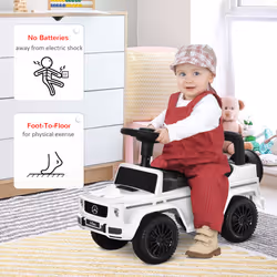 HOMCOM Benz G350 Kids Ride on Sliding Car w/ Under Seat Storage No Power White