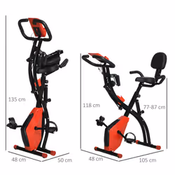 HOMCOM 2-In-1 Folding Exercise Bike with 8-Level Magnetic Resistance Red