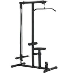 HOMCOM Exercise Pulldown Machine Power Tower with Adjustable Seat Cables