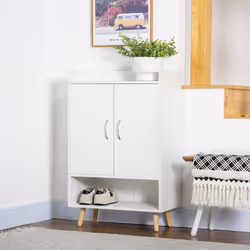 HOMCOM Modern Shoe Cabinet Storage Organizer w/ Doors and Shelves for Entryway