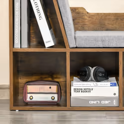 HOMCOM Cube Bookshelf Organizer with Reading Seat, Six Cubes, Brown - Additional view 7