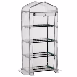 Outsunny Mini Greenhouse 4-Tier Portable Plant House Shed PE Cover, White - Additional view 8