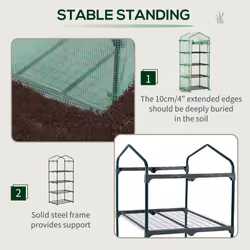 Outsunny Mini Greenhouse 4-Tier Portable Plant House Shed w/ PE Cover, Green - Additional view 10