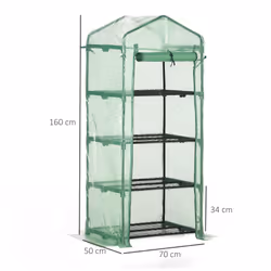 Outsunny Mini Greenhouse 4-Tier Portable Plant House Shed w/ PE Cover, Green - Additional view 5