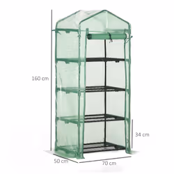 Outsunny Mini Greenhouse 4-Tier Portable Plant House Shed w/ PE Cover, Green - Additional view 8