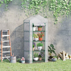 Outsunny Mini Greenhouse 4-Tier Portable Plant House Shed w/ PE Cover, White